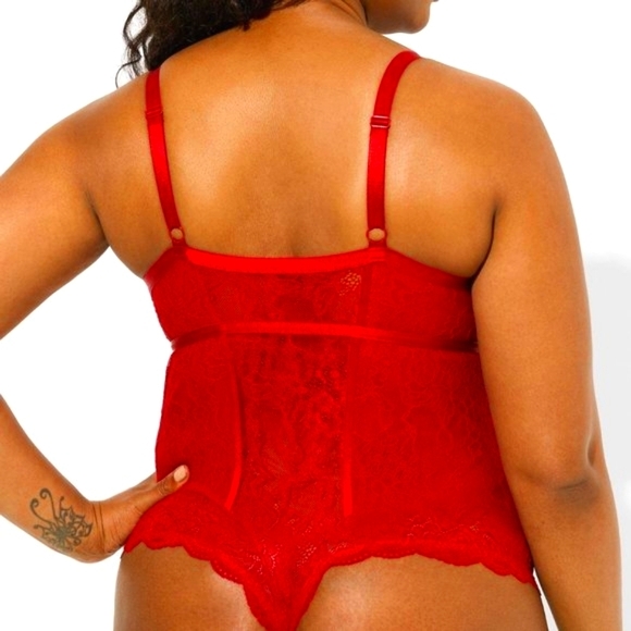 ❤️NWT VINTAGE TORRID LINGERIE - DIAMANTE RHINESTONE LACE STRAPPY THONG BODYSUIT - Picture 2 of 12